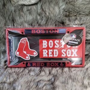 Boston Red Sox License Plate Frame and Decals Auto Pack
